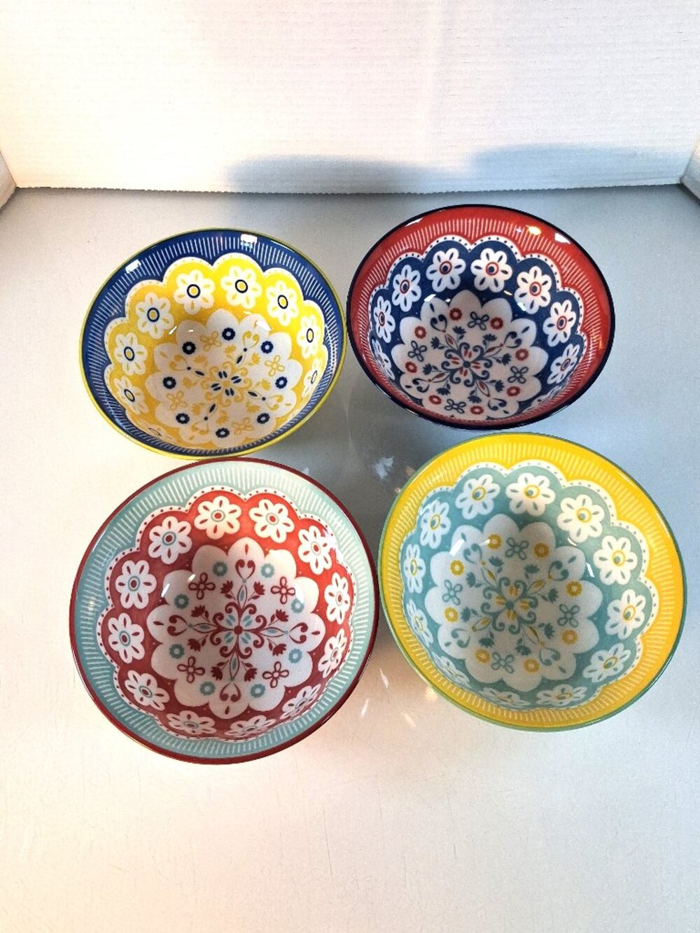 Global Design Connections Floral Ceramic Bowls - Set of 4 Multi Color